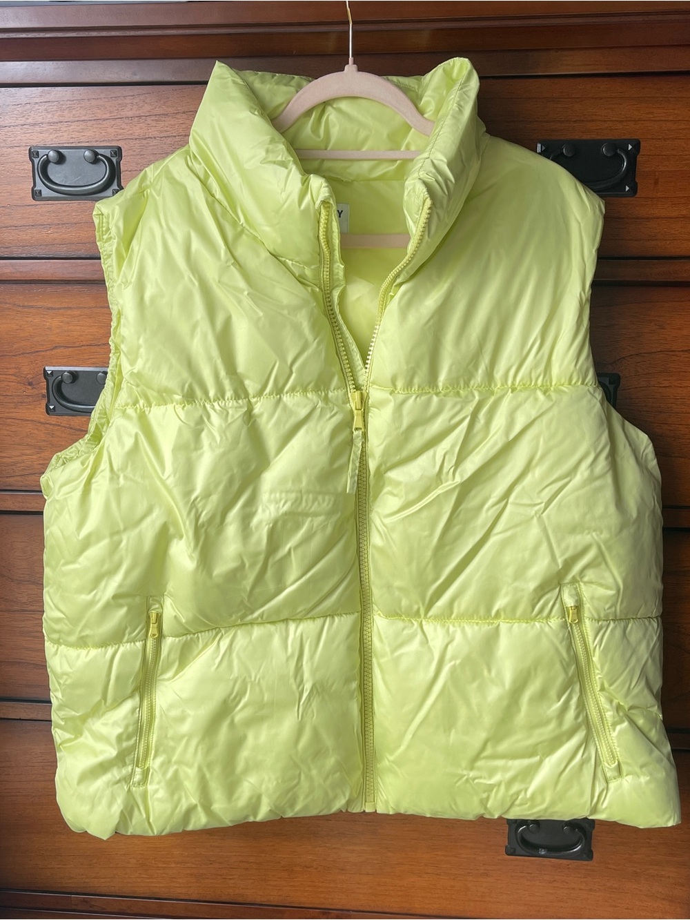 Old Navy Neon Lime Puffer Vest Sleeveless Zip Front | Size XL Tall